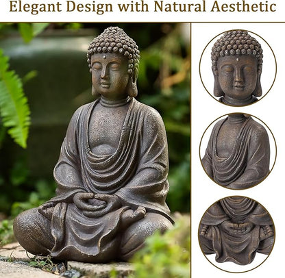 9.8" Buddha Statue Outdoor, Resin Garden Buddha Statue, Buddha Statues Indoor for Home Decor, Buddha Garden Statues Zen Decor for Yard, Patio, Lawn