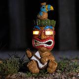 Solar Tiki Statue Decor-Outdoor Statues-Funny Guitar - Tiki Bird Tiki Bar Decorations 11.69 inch Tall for Outdoor Patio, Balcony, Yard, Backyard,Lawn,Tiki Gifts