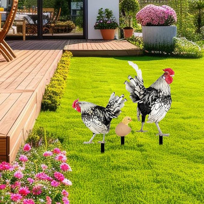 3Pcs Chicken Decorative Garden Stakes Yard Art Decor Outdoor Decoration Acrylic Ornaments Animal Stakes for Landscape Outside
