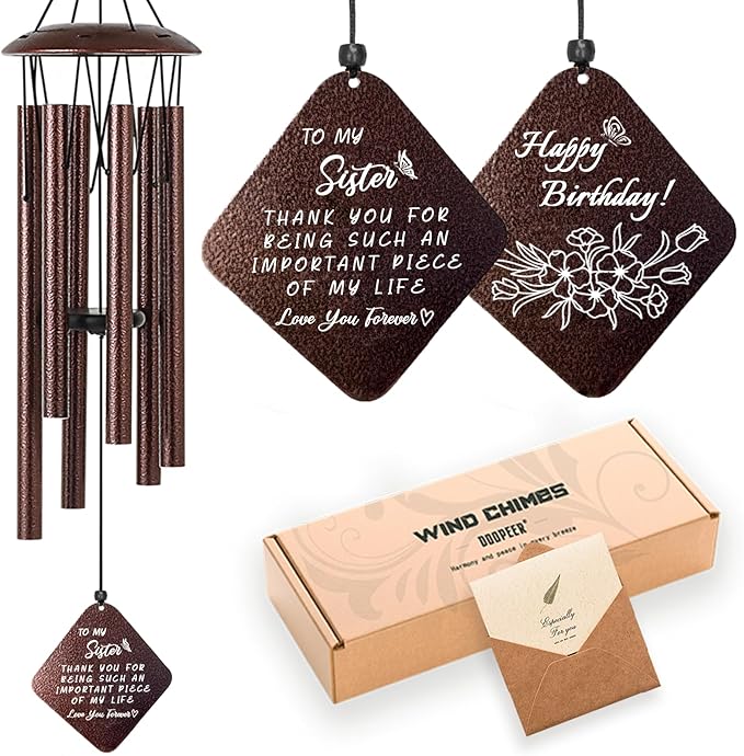 Sister Birthday Gifts, Unique Birthday Gift Ideas for Sister from Sister Brother, 32" Bronze Wind Chimes