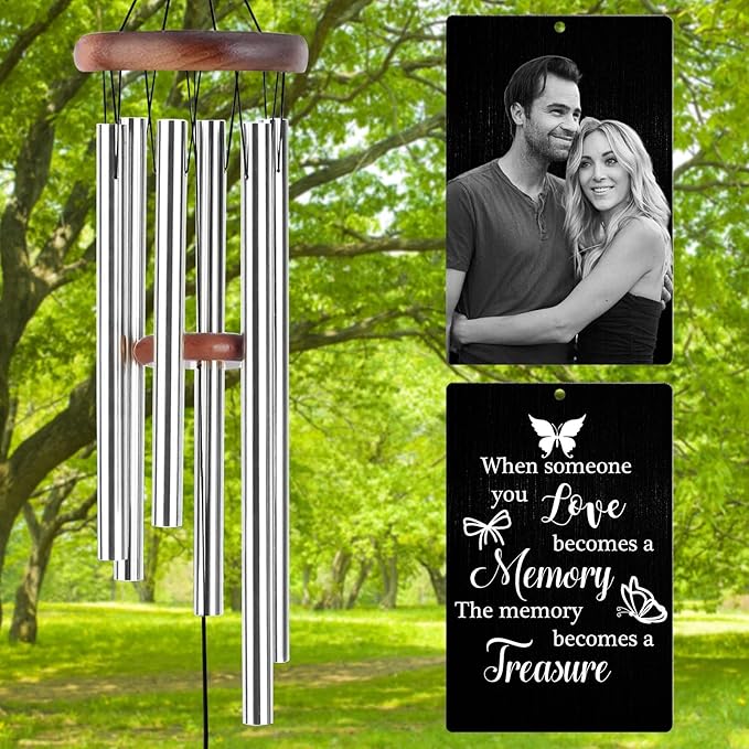 Personalized Wind Chimes Memorial Engraved Gift,Custom Sympathy Wind Chime for Loss of Loved One,Customized Mother Father Dog Pet Family Remembrance Bereavement Gifts