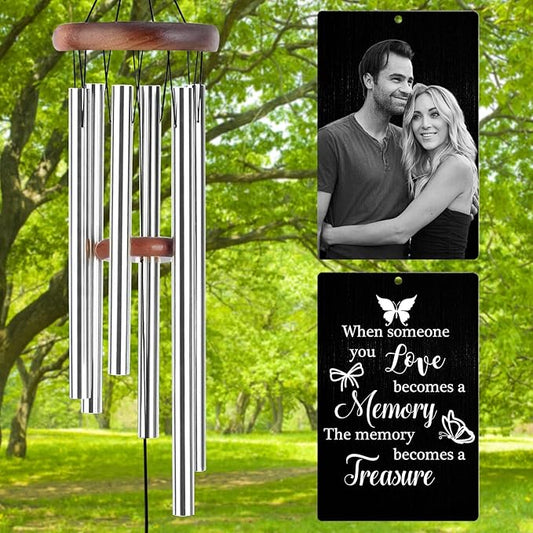 Personalized Wind Chimes Memorial Engraved Gift,Custom Sympathy Wind Chime for Loss of Loved One,Customized Mother Father Dog Pet Family Remembrance Bereavement Gifts