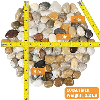 River Rock Stepping Stones Outdoor for Garden Walkway, 10 inch 4 Pcs Hexagon Shape Paver Step Stones Polished Pebble River Stone Mat for Yard Lawn Patio Pathway Walk Way - Multi-Color