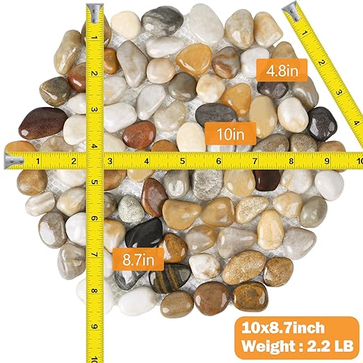 River Rock Stepping Stones Outdoor for Garden Walkway, 10 inch 4 Pcs Hexagon Shape Paver Step Stones Polished Pebble River Stone Mat for Yard Lawn Patio Pathway Walk Way - Multi-Color