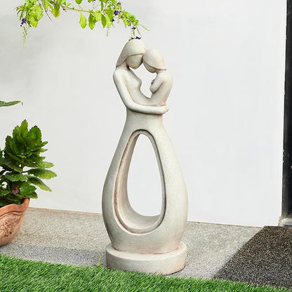 Glitzhome Modern Abstract Sculpture Hugging Mommy and Baby Garden Statue Indoor and Outdoor Decoration, 24.75" H