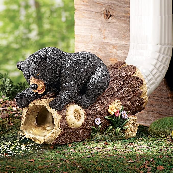 Bear Statue Gutter Downspout Extensions Decorative, Rain Gutter Downspout Splash Block Extender Cover, Gutter Extender Diverter Fit for 2" × 3" Downspouts