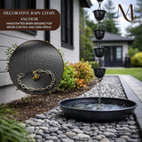 Monarch Rain Chains Rain Chain Basin – 12 Inch Hand Hammered Anchor Bowl for Gutters, Matte Black Decorative Anchoring Basin for Outside, Garden, Lawn & Patio Water Feature, Downspout Catcher Basins