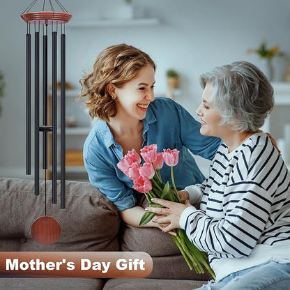 Toodour 60" Extra Large Memorial Wind Chimes for Outside, Deep Tone Wind Chimes with 6 Heavy Tubes, Unique Sympathy Wind Chime for Outdoor Garden Patio Yard Lawn - Brown