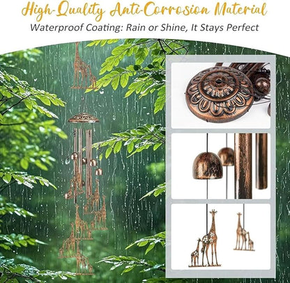 Giraffe Wind Chimes for Outside,Gardening Gifts for Giraffe Lover，Women，Men，Mom，Birthday Party Decorations,Memorial Gifts,Wind Chimes Outdoors，Indoors,Room,Home,Wall,Garden,Patio,Yard Decor