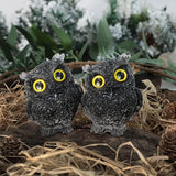 Nupuyai 3 inches Orgone Resin Crystal Chips Tumbled Stone Owl Statue, Mini Hand Carved Stone Crystal Animal Figurines for Tabletop Indoor Outdoor, Black Obsidian