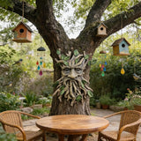 Whimsical Tree Face Garden Decoration ，Tree Faces Decor Outdoor Wallmounted Statue Art with Leaf Features, Outdoor Decor Garden Accessory (Nature and Outdoors)