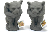 Sitting Gargoyle Statue (Set/2): Solid Durable Stone with Distressed Texture. Perfect Home Design & Sealed for Outdoor Use. Handcrafted USA. (Antique/Gray)