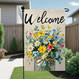 BlissYard Spring Garden Flag Double Sided 12x18 Inch Flowers Glass Barrel Seasonal Welcome Small Flags For Outside Outdoor Decor Yard Farmhouse Holiday Spring Summer Decorations Yard Flags