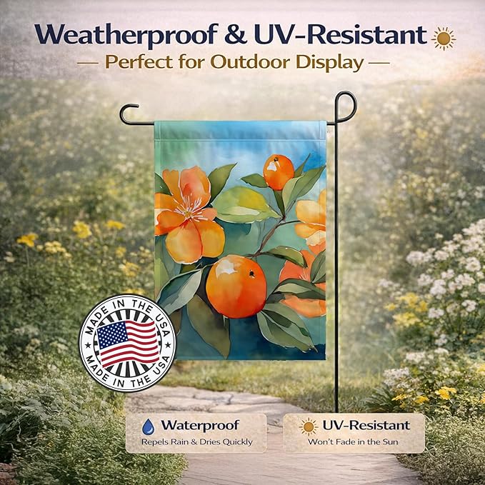 Caroline's Treasures Florida Orange Blossom in Watercolor Garden Flag Mailbox Flag Decorative Yard Flag Banner Outside Patio Artwork Yard Flower Beds, Garden Size, Multicolor
