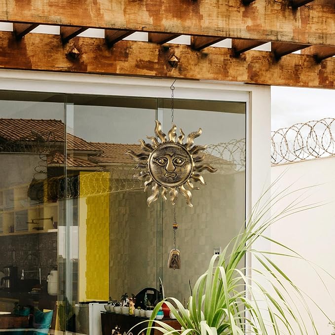 Gadpiparty Metal Wind Chime Outdoor Patio Bell Pendant Retro Iron Wind Chime Garden Hanging Decor with Blessing Design