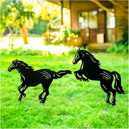 Horse Metal Garden Stakes Decorative Horse Gifts for Women/Men Horse Lovers Gifts,Black Horse Silhouette Statues for Yard Art,Outdoor Decor,Outside,Patio,Lawn Ornaments,Garden Decorations