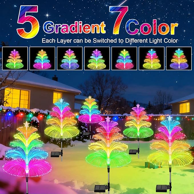 WEITEXS Solar Garden Lights Waterproof 3 Pack 7 Color Changing Outdoor Decorative Rainbow Jellyfish Lights for Outside Yard Pathway Garden Decor Patio Lawn Gifts for Mother's Women