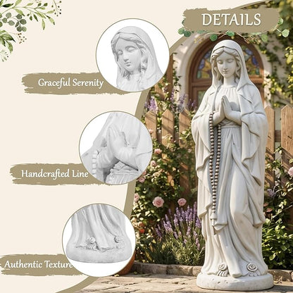 Virgin Mary Praying Statue, Outdoor 30 Inch Tall Large Religious Garden Statue, Blessed Mother Outdoor Statue, Virgen De Guadalupe Statues for Yard, Patio, Home Decor