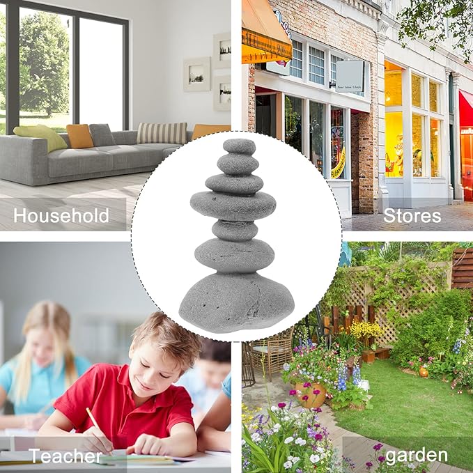 Happyyami Stacking Zen Stones Handmade Rocks Statues Japanese Garden Decor Office Relaxing Yoga Meditation Accessories Style L