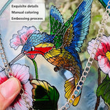 Hummingbird Stained Glass Window Hangings,Suncatcher for Window, Hummingbird and Flowers Hanging Ornament, Stained Glass Panel Home Decorations for Indoor Outdoor