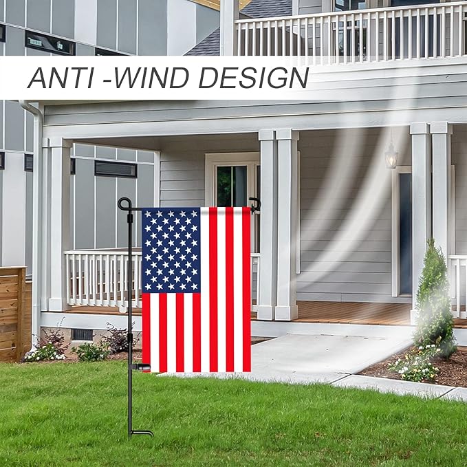HOOSUN 20 Pack Garden Flags Clips And Stoppers,Tiger Clips For Garden Flag Holder,Rubber Stoppers Yard Flag Holder Clip for Small Flags Pole 4th of July Accessories