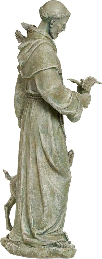 Joseph's Studio by Roman – 36.5" St. Francis with Fawn Garden Statue – Religious Outdoor Decor for Yard, Lawn, or Memorial
