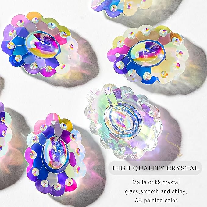HDCRYSTALGIFTS 12pcs Crystal Prisms Suncatcher for Window Rainbow Maker Chandelier Crystals Hanging Sun Catchers Indoor Outdoor Home Garden Valentines Day Wedding Decoration, 50mm