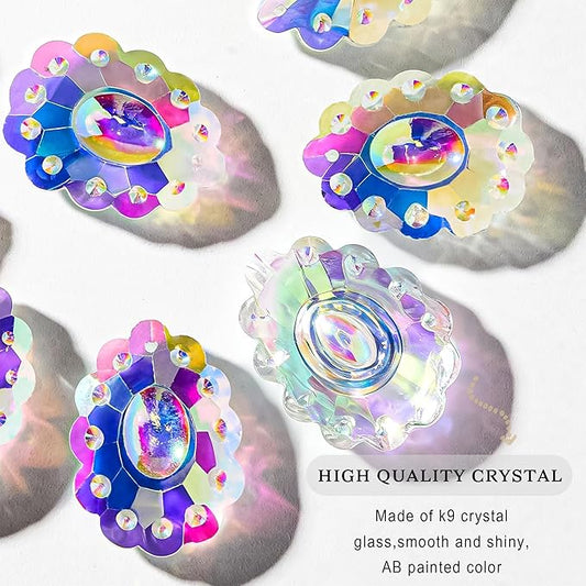 HDCRYSTALGIFTS 12pcs Crystal Prisms Suncatcher for Window Rainbow Maker Chandelier Crystals Hanging Sun Catchers Indoor Outdoor Home Garden Valentines Day Wedding Decoration, 50mm