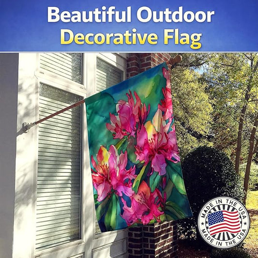 Caroline's Treasures West Virginia Rhododendrons in Watercolor House Flag Large Porch Sleeve Pole Decorative Outside Yard Banner Artwork Wall Hanging, Polyester, House Size, Multicolor