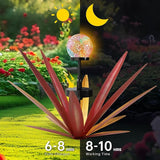 Tequila Rustic Sculpture Metal Yard Decor with Solar Mosaic Light, 21Inches Height Hand Painted Metal Agave Garden Statue Red