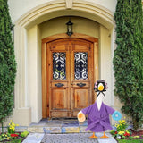 Shyyween Lady Porch Goose Outfit for 17'' Cement Plastic Lawn Goose Statue Clothes Purple Bathrobe Coffee Cup Curlers for Outdoor Garden Yard Patio Decoration