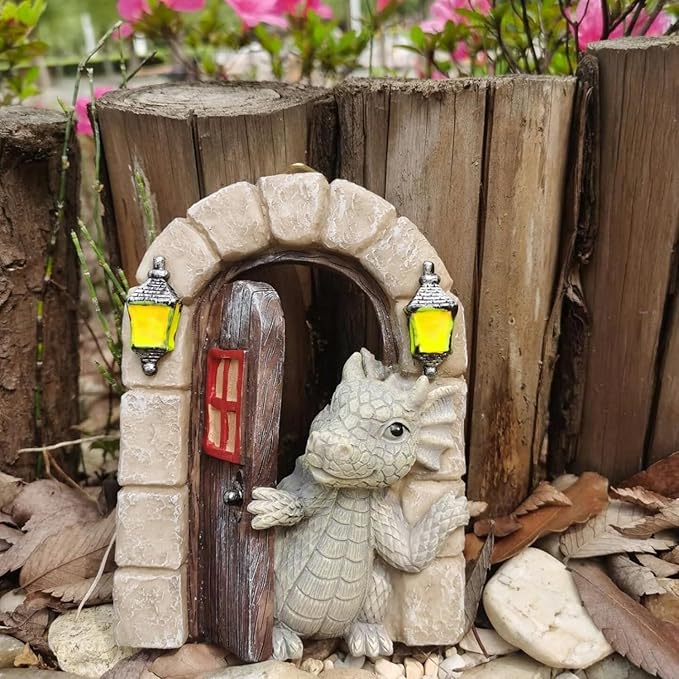 YWHWXB Garden Dragon Resin Sculpture,Lovely Outdoor Sculpture Ornaments,Garden Dragon Decor Statue for Home Patio Courtyard Lawn Decoration
