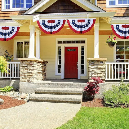 USA Pleated Fan Banner Patriotic Half Fan Banner Flag with Canvas Header and Brass Grommets for 4th of July Memorial Day Indoor Outdoor Decoration (20, 1.5x3 Feet)