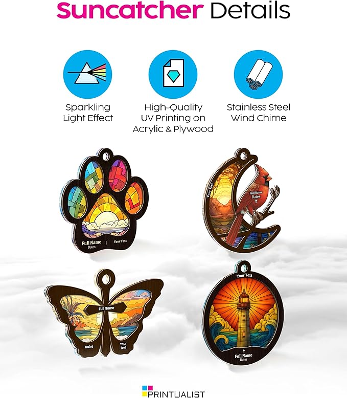 Personalized Sympathy Suncatcher Wind Chimes for Loss of Loved One, 17 Inches, Butterfly - Add Custom Text - Metal Tubes and Suncatcher