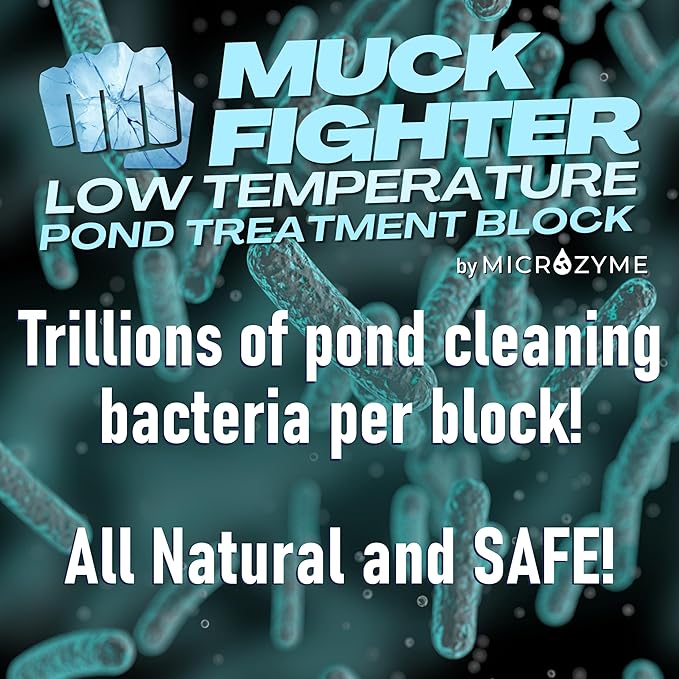 Muck Fighter Low Temperature Pond Treatment Block | Lasts 30 Days | Natural Pond Bacteria & Sludge Decomposing Enzymes | Water Clearing Odor Eliminating Microbes (1-Pack)