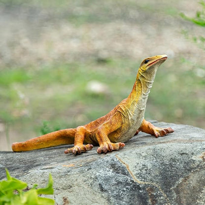 Outdoor Resin Lizard Garden Statue, Brown, 23.23 x 11 x 10.24 inches Large Outdoor Resin Reptile Models Tropical Lizard Yard Art