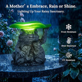 MXwcy Solar Garden Lights Frog Statue Bird Feeder, 7.87" Resin Frog Family Statue Solar Garden Decor, Solar Lights Outdoor Waterproof for Yard Patio Lawn, Frog Gifts for Women Mom Grandma