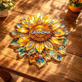 Personalized Grandma Sunflower Stained Glass Suncatcher, Custom Grandkids Names Window Hanging, Sunflower Ornament for Grandma, Window Decor Gift, Gift for Mother’s Day