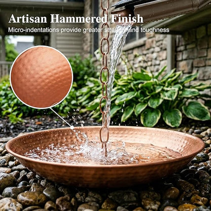 DUSVALLY Rain Chain Anchoring Basin 10.8 inch Water Feature Basin, Garden and Terrace Decoration Rain Chain Basin for Rainwater Collection Roof Drainage Ditch Downspouts, Gold