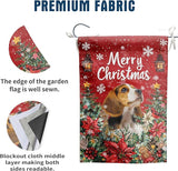 Christmas Beagle Garden Flag Merry Christmas Dog Yard Flag for Outside Xmas Flags 12x18 Double Sided Red Poinsettia Garden Flags Winter Porch Decorations Outdoor