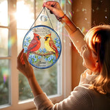 Personalized Cardinal Stained Glass Suncatcher Memorial, Custom Red & Yellow Cardinals Window Hanging with Crystal, Sympathy Gifts for Loss of Loved One, Memorial Day for Mom, Dad, Grandparent