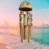Bellaa 20346 Bamboo Wind Chimes Sea Sand Art Painting Hummingbird Butterfly Dragonfly Handmade Windchimes Outdoor Garden Patio Gifts 32 Inch (Green Sand)