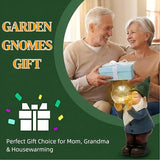 Solar Garden Gnome Statue with Light-Up Bubble, Whimsical Outdoor Decor Figurine with LED Fairy Lights for Patio, Lawn, Yard Art - Unique Waterproof Resin Gardening Gift