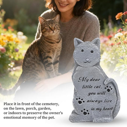 Cats Memorial Stone Garden Statue, Pet Statues Gifts for Loss of Cat Sympathy, Grave Markers for Garden Outdoor Statue Decor