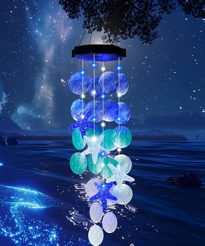 Mom Grandma Nana Gifts for Mothers Day Wind Chimes for Outside Garden, Birthday Gifts for Mom Grandma Handcrafted Capiz Shell Solar Wind Chimes Outdoor Memorial & Sympathy Gifts for Home Yard Decor