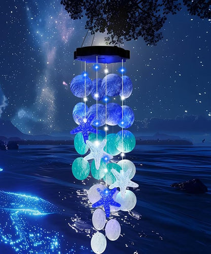 Mom Grandma Nana Gifts for Mothers Day Wind Chimes for Outside Garden, Birthday Gifts for Mom Grandma Handcrafted Capiz Shell Solar Wind Chimes Outdoor Memorial & Sympathy Gifts for Home Yard Decor