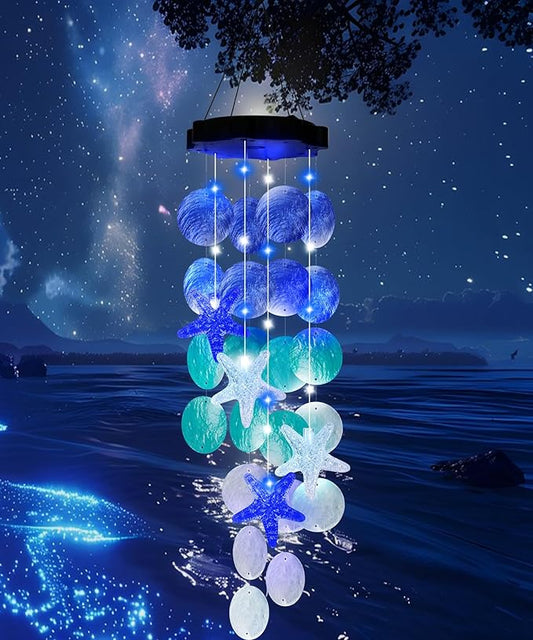 Mom Grandma Nana Gifts for Mothers Day Wind Chimes for Outside Garden, Birthday Gifts for Mom Grandma Handcrafted Capiz Shell Solar Wind Chimes Outdoor Memorial & Sympathy Gifts for Home Yard Decor