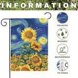 Sunflower Garden Flag Spring Summer Sunflowers Yard Flags Vibrant Van Gogh Starry Sky House Banners Double Sided Rustic Farmhouse Floral Banner for Porch Patio Landscape Decor 12 x 18 Inch