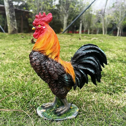 Rooster Garden Statue Decorations, Outdoor Sculpture Chicken Farm Animals Decoration, Chicken Gift Home Decor for Backyard Patio & Lawn Ornaments (Rooster)