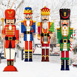 Geetery 4 Pcs Large Nutcracker Yard Sign with 16 Stakes 32 Inch Christmas Yard Decorations Outdoor Holiday Nutcracker Xmas Outside Lawn Decor for Garden Pathway Party(Red，Blue，Green,Classic)